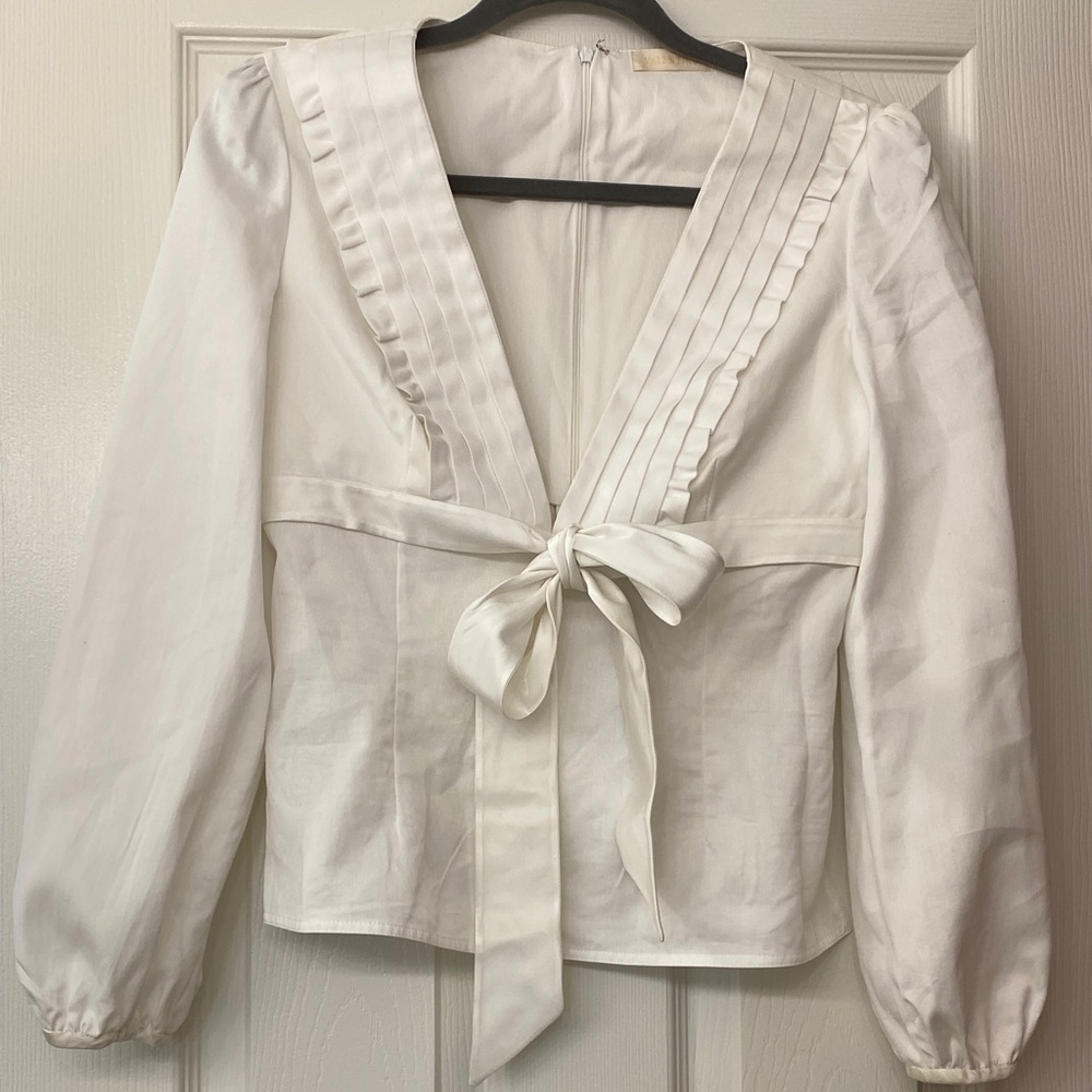 Elegant Valentino White Blouse with Bow Detail